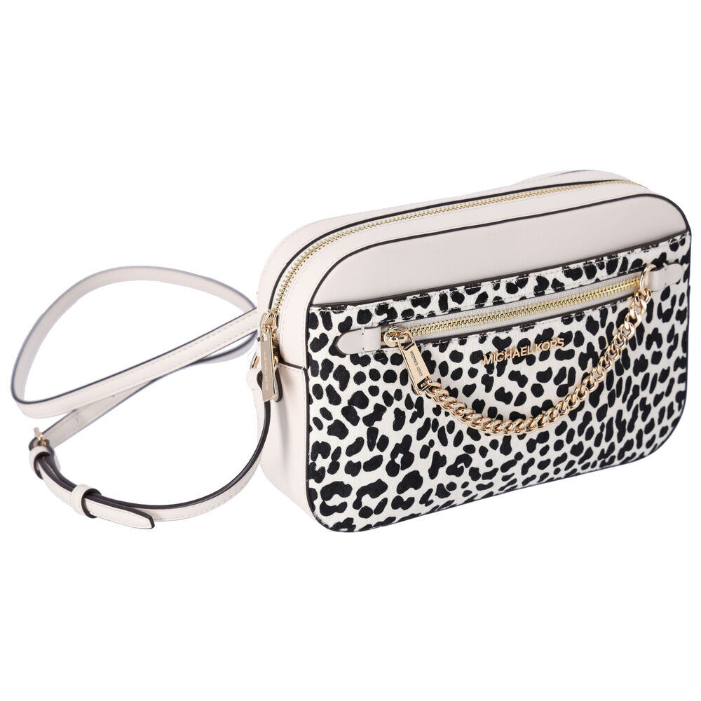 Michael Kors Jet Set East West Chain Crossbody Light Cream Multi Cheetah - Picture 3 of 4
